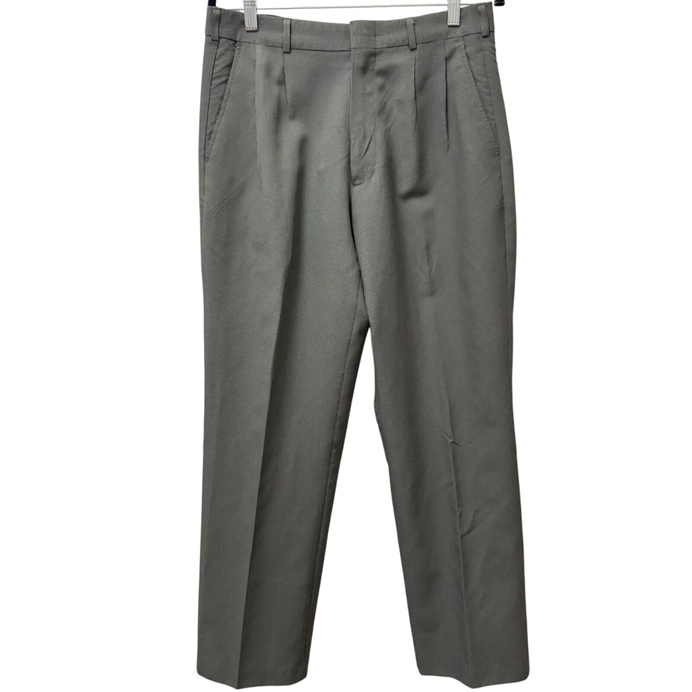 Haband Executive Division Dress Pants Mens 32x30 Grey Pleated Textured Polyester